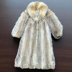 Vintage Offman Furs Halifax Nova Scotia Long Coyote Fur Coat Genuine 50s 60s